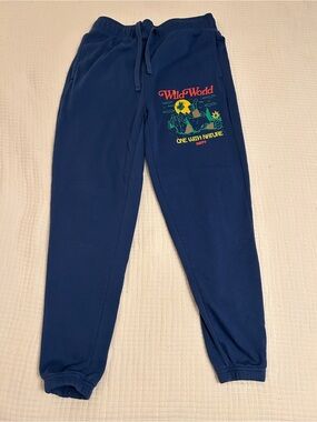 Neff Navy Sweatpants with Colorful 'Wild World' Graphic